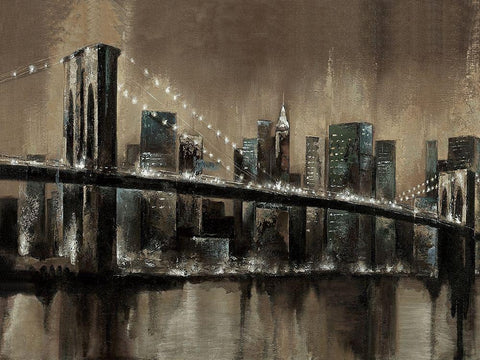 Brooklyn Noir 1 Black Ornate Wood Framed Art Print with Double Matting by Sunny