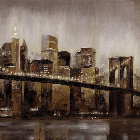 Brooklyn Nights 1 Gold Ornate Wood Framed Art Print with Double Matting by Sunny