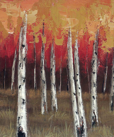 Forest Red 1 White Modern Wood Framed Art Print with Double Matting by Sunny