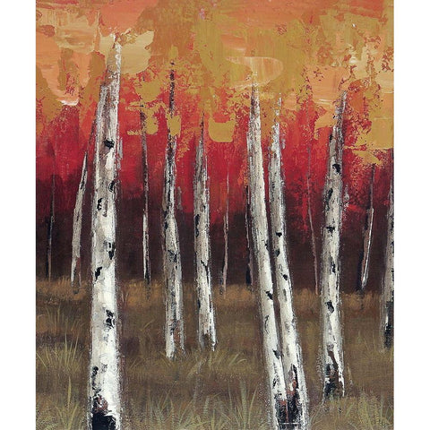 Forest Red 1 Black Modern Wood Framed Art Print with Double Matting by Sunny