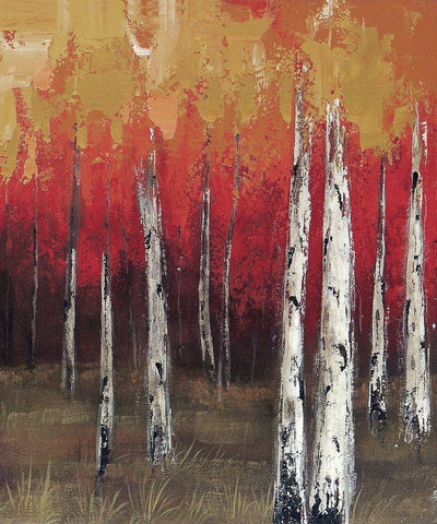 Forest Red 2 White Modern Wood Framed Art Print with Double Matting by Sunny