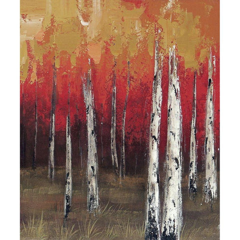 Forest Red 2 Gold Ornate Wood Framed Art Print with Double Matting by Sunny