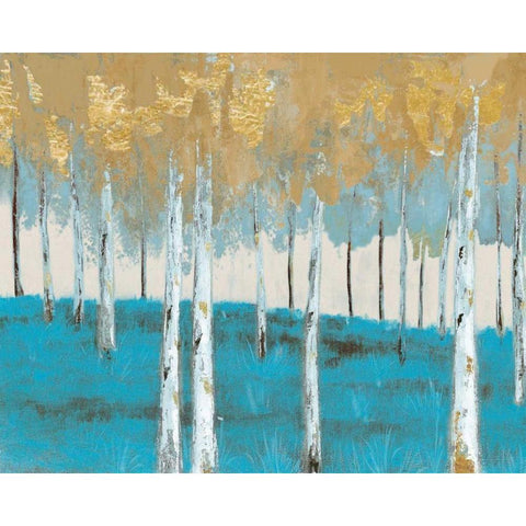 Golden Birch Ocean Black Modern Wood Framed Art Print with Double Matting by Sunny