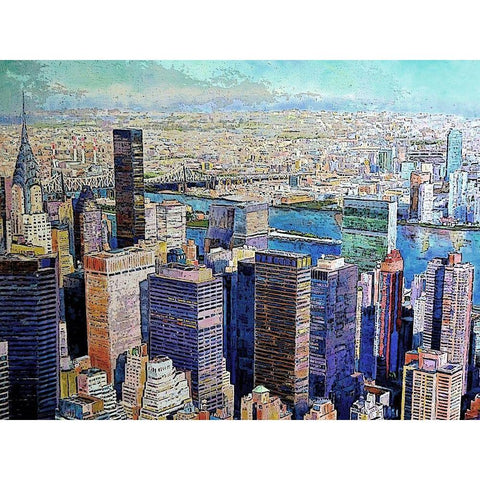 View of New York City White Modern Wood Framed Art Print by Ghanooni, Sarah