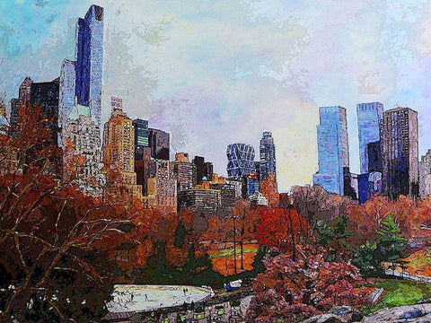 Day in the Park Black Ornate Wood Framed Art Print with Double Matting by Ghanooni, Sarah