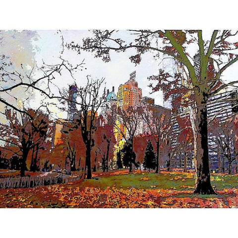 Urban Autumn White Modern Wood Framed Art Print by Ghanooni, Sarah