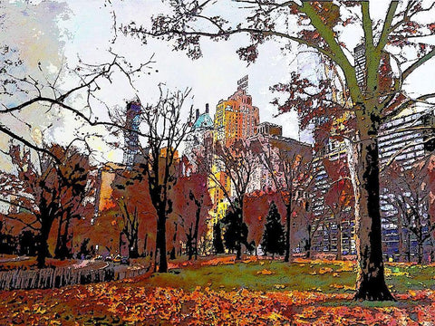 Urban Autumn Black Ornate Wood Framed Art Print with Double Matting by Ghanooni, Sarah