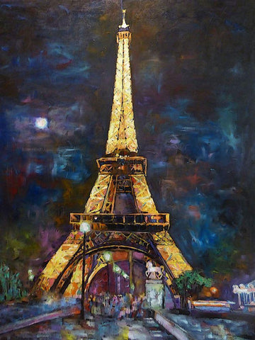 Golden Eiffel Black Ornate Wood Framed Art Print with Double Matting by Ghanooni, Sarah