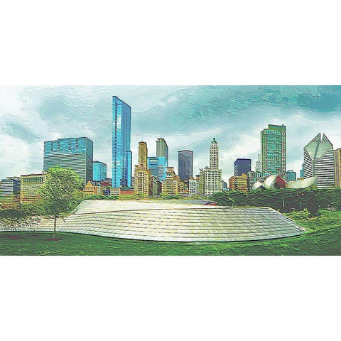 City Scape N2 White Modern Wood Framed Art Print by Ghanooni, Sarah