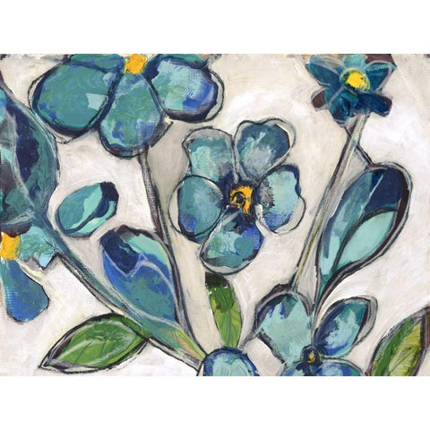 Aqua Flora A1 Gold Ornate Wood Framed Art Print with Double Matting by Haynes, Smith