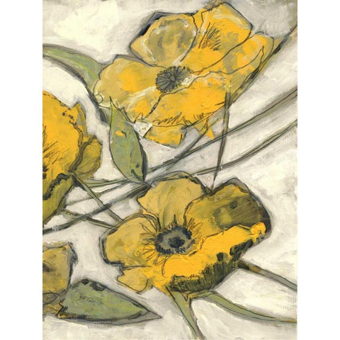 Citron Flora B1 Black Modern Wood Framed Art Print by Haynes, Smith