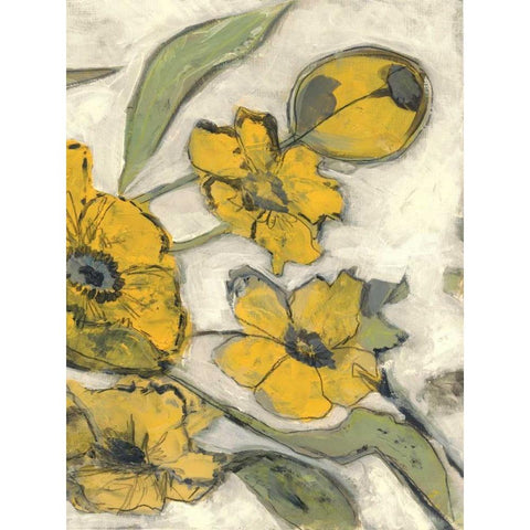 Citron Flora B2 Black Modern Wood Framed Art Print with Double Matting by Haynes, Smith