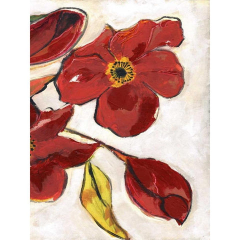 Red Flora C1 Gold Ornate Wood Framed Art Print with Double Matting by Haynes, Smith