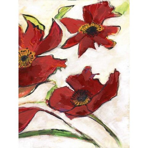 Red Flora C2 White Modern Wood Framed Art Print by Haynes, Smith