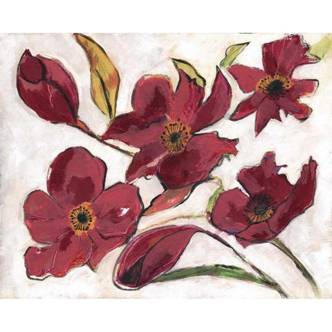Ox Blood Flora Black Modern Wood Framed Art Print by Haynes, Smith