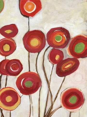 Flora Discs B2 White Modern Wood Framed Art Print with Double Matting by Haynes, Smith