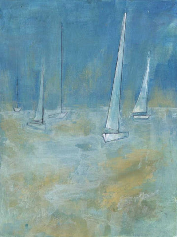 Sailing White Modern Wood Framed Art Print with Double Matting by Haynes, Smith