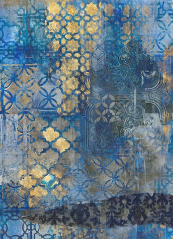 Ornate Azul A2 White Modern Wood Framed Art Print with Double Matting by Haynes, Smith