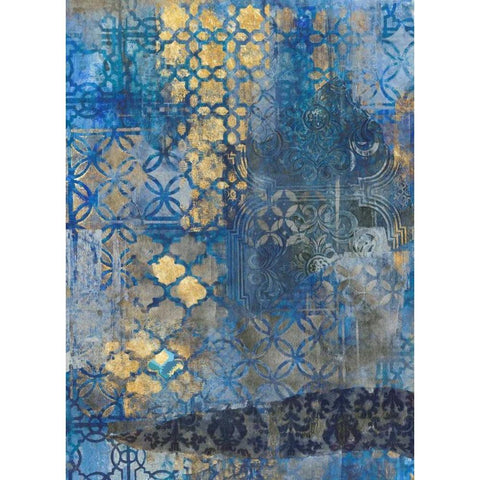 Ornate Azul A2 Gold Ornate Wood Framed Art Print with Double Matting by Haynes, Smith