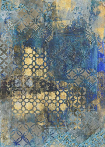 Ornate Azul C2 White Modern Wood Framed Art Print with Double Matting by Haynes, Smith