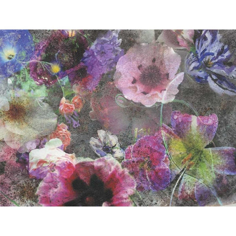 Floral Meeting Black Modern Wood Framed Art Print with Double Matting by Haynes, Smith