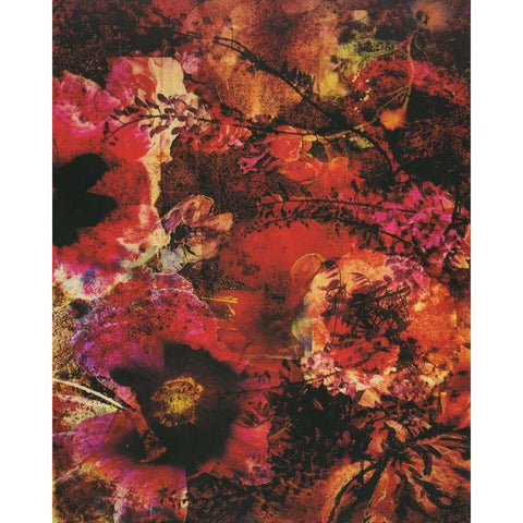 Crimson Florals White Modern Wood Framed Art Print by Haynes, Smith