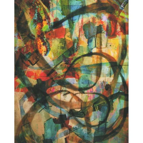 Stained Glass Graffiti Black Modern Wood Framed Art Print by Haynes, Smith