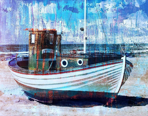 Deep Boating 1 White Modern Wood Framed Art Print with Double Matting by Haynes, Smith