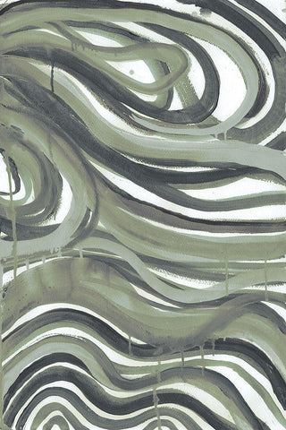 Emerald Swirls 1 White Modern Wood Framed Art Print with Double Matting by Haynes, Smith