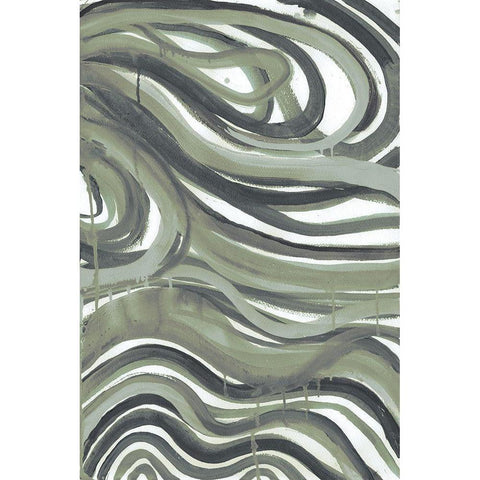 Emerald Swirls 1 White Modern Wood Framed Art Print by Haynes, Smith