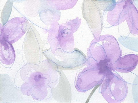 Lilac Garden White Modern Wood Framed Art Print with Double Matting by Haynes, Smith