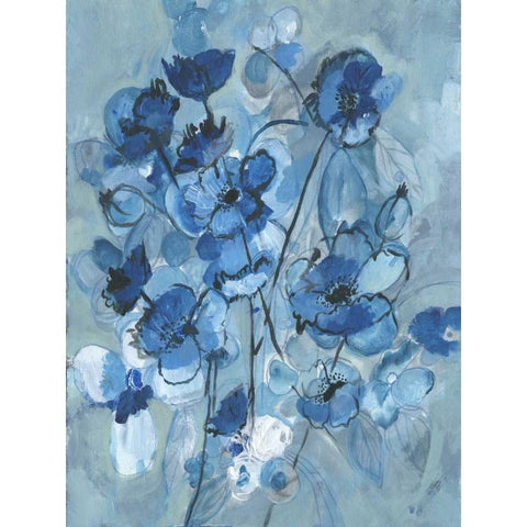 Blue Hue Bouque Black Modern Wood Framed Art Print with Double Matting by Haynes, Smith