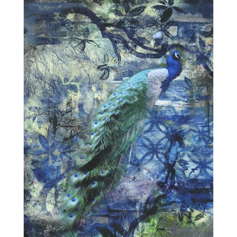 Peacock Jungle Sea Gold Ornate Wood Framed Art Print with Double Matting by Haynes, Smith