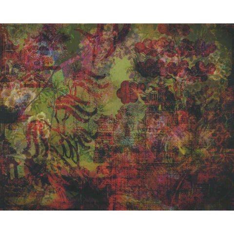 Oriental Moss 1 Black Modern Wood Framed Art Print with Double Matting by Haynes, Smith