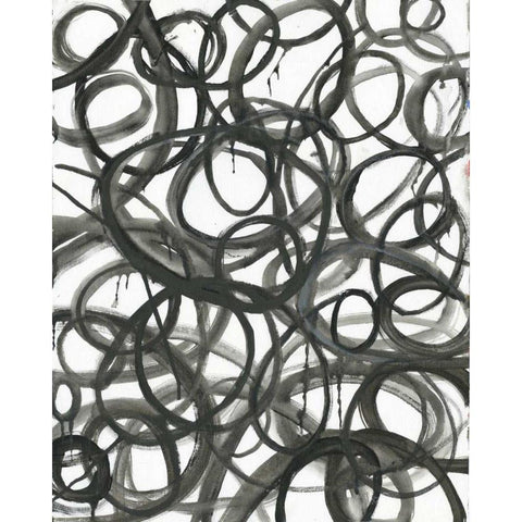 Swirly Curls Black Modern Wood Framed Art Print with Double Matting by Haynes, Smith