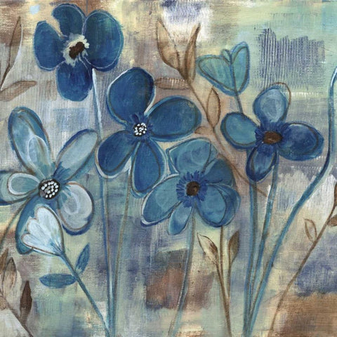 Blue Brown White Modern Wood Framed Art Print by Haynes, Smith
