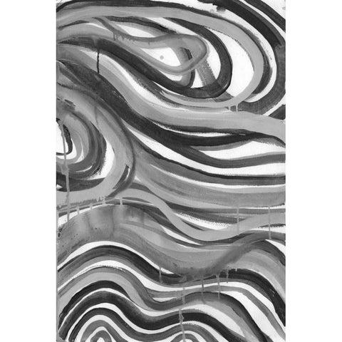 Charcoal Ripples 1 White Modern Wood Framed Art Print by Haynes, Smith