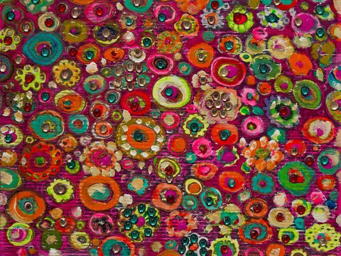 Hot Blooms White Modern Wood Framed Art Print with Double Matting by Lewis, Sharalee