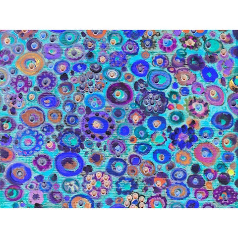 Dark Blue Floral White Modern Wood Framed Art Print by Lewis, Sharalee