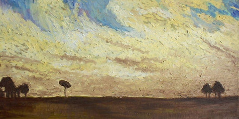 Yellow Clouds White Modern Wood Framed Art Print with Double Matting by Lewis, Sharalee