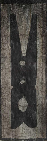 Retro Laundry Pin Black Ornate Wood Framed Art Print with Double Matting by Lewis, Sheldon