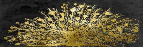 Golden Peacock White Modern Wood Framed Art Print with Double Matting by Lewis, Sheldon