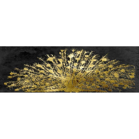 Golden Peacock Black Modern Wood Framed Art Print by Lewis, Sheldon