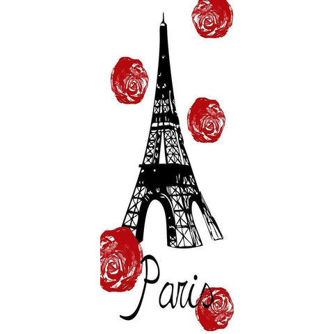 Red Paris Black Modern Wood Framed Art Print by Lewis, Sheldon