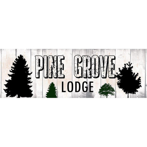 Pine Grove Lodge Black Modern Wood Framed Art Print with Double Matting by Lewis, Sheldon