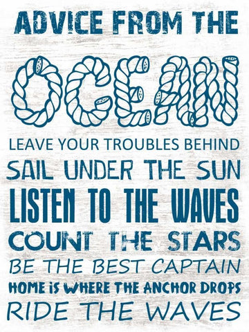 Advice From The Ocean 1 White Modern Wood Framed Art Print with Double Matting by Lewis, Sheldon