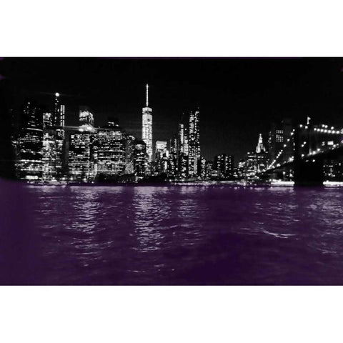 New York City Purple Rain White Modern Wood Framed Art Print by Lewis, Sheldon