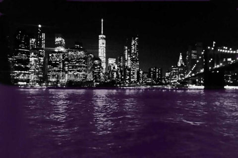 New York City Purple Rain Black Ornate Wood Framed Art Print with Double Matting by Lewis, Sheldon