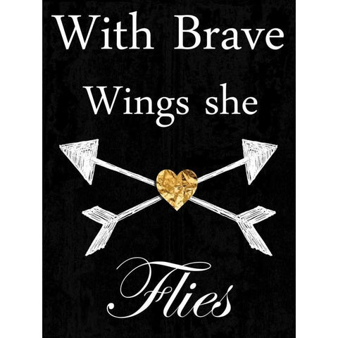 Brave Wings Black Modern Wood Framed Art Print by Lewis, Sheldon
