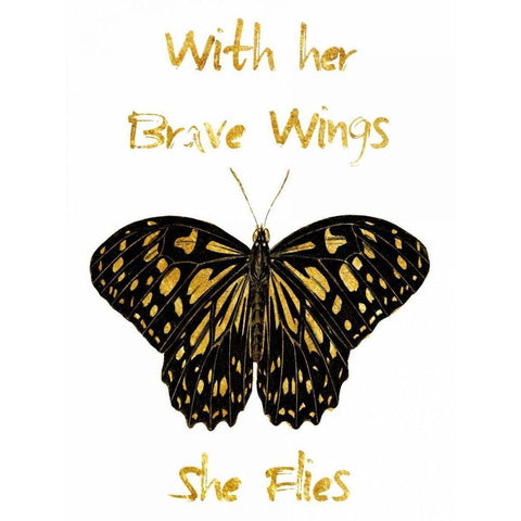 Brave Wings Black Modern Wood Framed Art Print by Lewis, Sheldon